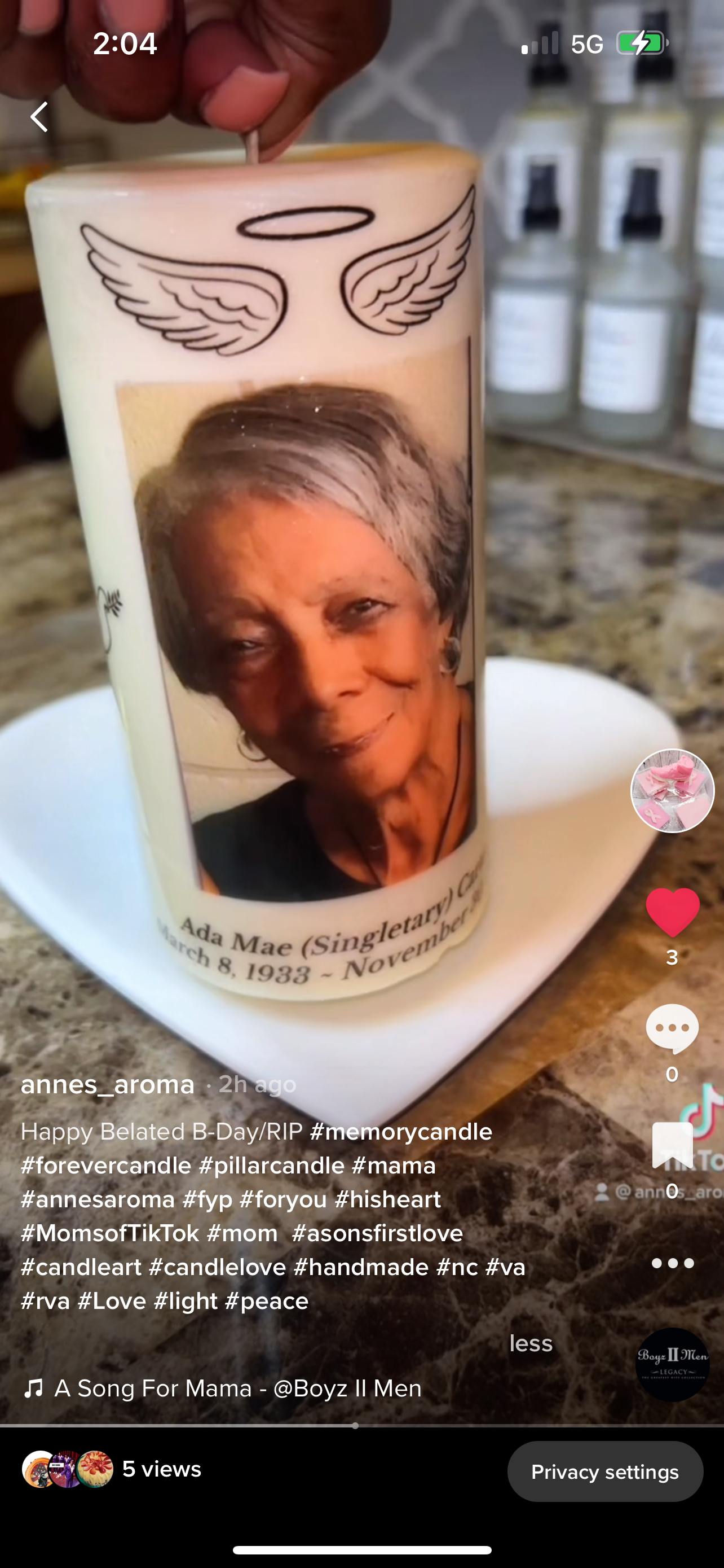 Memorial Keepsake Candle